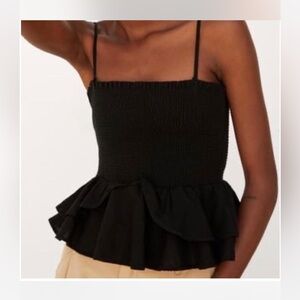 NWT Zara Black Ruffled Women's Top SZ L